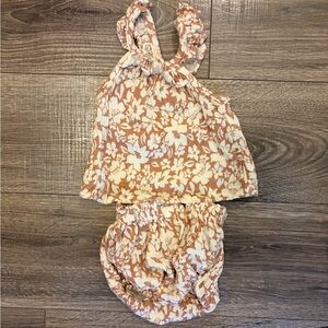 Floral Peach and Cream Toddler Top & Bloomers Set